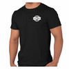 U.S. Navy Veteran Custom Circle and Ribbon Graphic 2-sided T-shirt- front view of black t shirt with white graphic