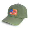 USA Flag Embroidered Olive Drab Hat - quarter view
