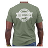 U.S. Coast Guard Veteran Custom Circle and Ribbon Graphic 2-sided T-shirt - back of olive drab t shirt