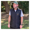 U.S. Navy Veteran Eagle and Sword Embroidered Puffer Vest - on male model in outdoors