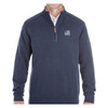 Clubhouse Classic Quarter Zip sweater with Embroidered Flag and Veteran Text- shown on model with white thread