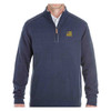 Clubhouse Classic Quarter Zip sweater with Embroidered Flag and Veteran Text- shown on model with yellow embroidery