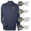 Clubhouse Classic Quarter Zip sweater with Embroidered Flag and Veteran Text- infographic