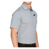 Country Club Classic Luxury Polo with Embroidered Black Flag and Veteran Text - Heather Gray side view