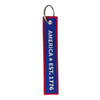 U.S.A. Flag Keychain in Red * White * Blue | Bag Tag | Embroidered- flip side with the text reading America est. 1776