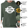 US Army Veteran Custom Circle and Ribbon Graphic Hoody Infographic for olive drab hoody
