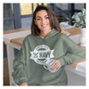 US Navy Veteran Custom Circle and Ribbon Graphic Hoody olive drab hoody on female model