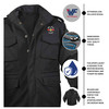 DD-214 Alumni Logo Embroidered Soft Shell M-65 Tactical Jacket infographic