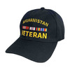 Afghanistan Veteran Embroidered Black Hat with Service Ribbon - quarter view