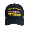 Afghanistan Veteran Embroidered Black Hat with Service Ribbon - front view