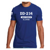 Officially Licensed by the United States Air Force "DD-214 Alumni" Royal Blue T-Shirt with American Flag on Sleeve front view
