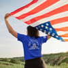 Don't Tread On Me T-Shirt in royal blue on woman