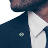 man wearing Officially Licensed United States Air Force Logo Lapel Pin with Veteran Since 1947 on suit jacket