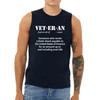 Veteran Definition Sleeveless Shirt with Meaning of Veteran Text in navy blue