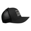 American Flag Graphic And Veteran Text Embroidered Black Mesh Back Hat side view