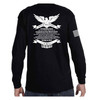 Oath of Enlistment Graphic Black Long Sleeve T-Shirt with Eagle Design and Reverse Flag on Sleeve back view