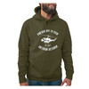 Vietnam Veteran Olive drab Hoodie with Frequent Flyer Text and Huey Graphic front view