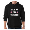 Kiss Me I'm A Veteran black Hoodie with American Flag Shamrock Graphics front