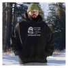 man wearing Veteran Black Hoodie I'm A Veteran With 3 Sides text with Bald Eagle graphic in snow