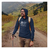 man hiking wearing Veteran Navy Hoodie I'm A Veteran With 3 Sides text with Bald Eagle graphic