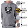 US Veteran Grey Hoodie with DD-214 and Eagle Graphic features
