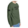 DD-214 Alumni Olive Drab Long Sleeve T-Shirt with American Flag on Sleeve side view