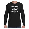 Vietnam Veteran Huey Black Long Sleeve T-Shirt with White Vietnam Veteran Text and Black Huey Design front view
