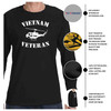 Vietnam Veteran Huey Black Long Sleeve T-Shirt with White Vietnam Veteran Text and Black Huey Design features