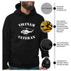 Vietnam Veteran Huey Black Hoodie with White Vietnam Veteran Text and White Huey Design features