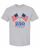250th Anniversary American Flags Celebration T-Shirt Grey - front view