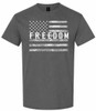 FREEDOM with American Flag Custom T-Shirt Charcoal - front view