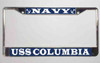 uss columbia license plate frame