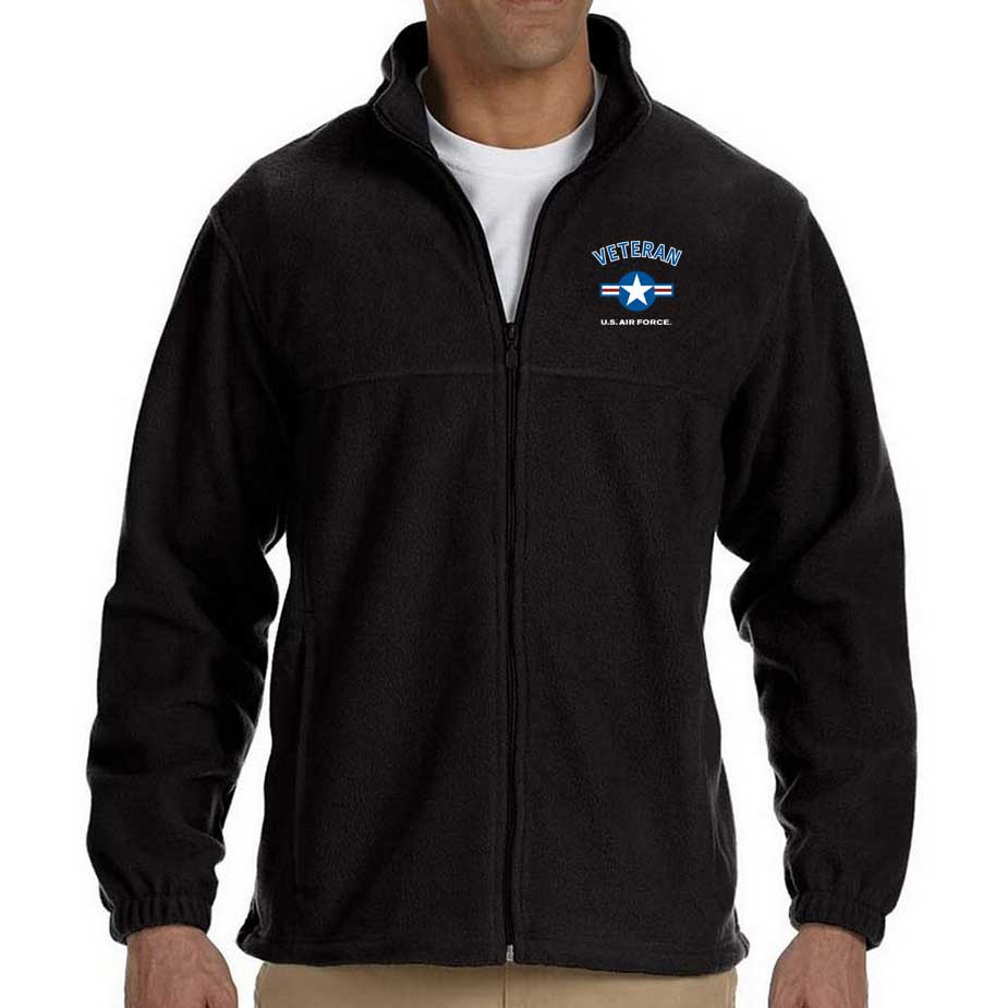US Air Force Veteran Fleece Jacket with USAF Roundel Logo