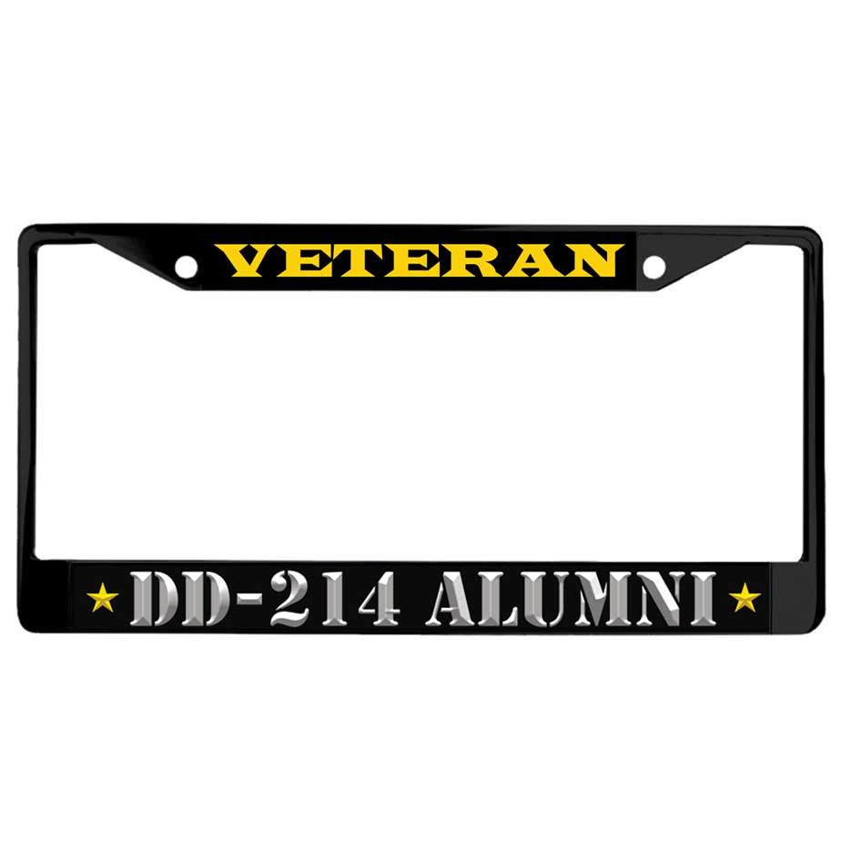US Veteran DD-214 Alumni Black Metal License Plate Frame