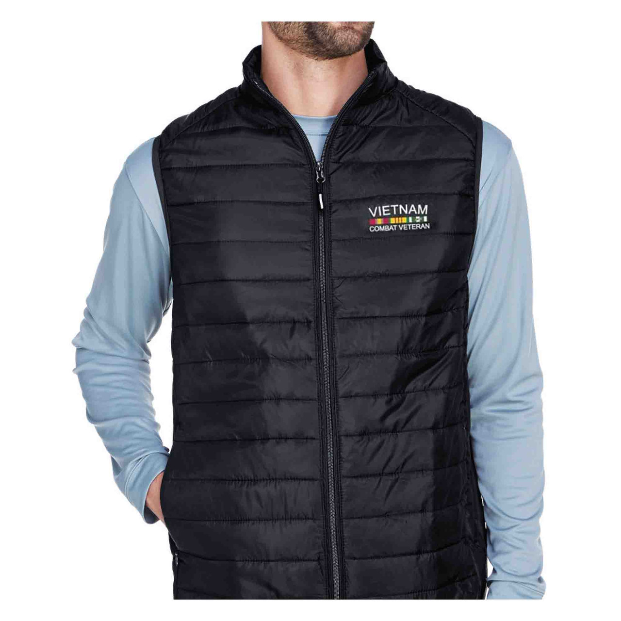 Vietnam Combat Veteran Embroidered Puffer Vest