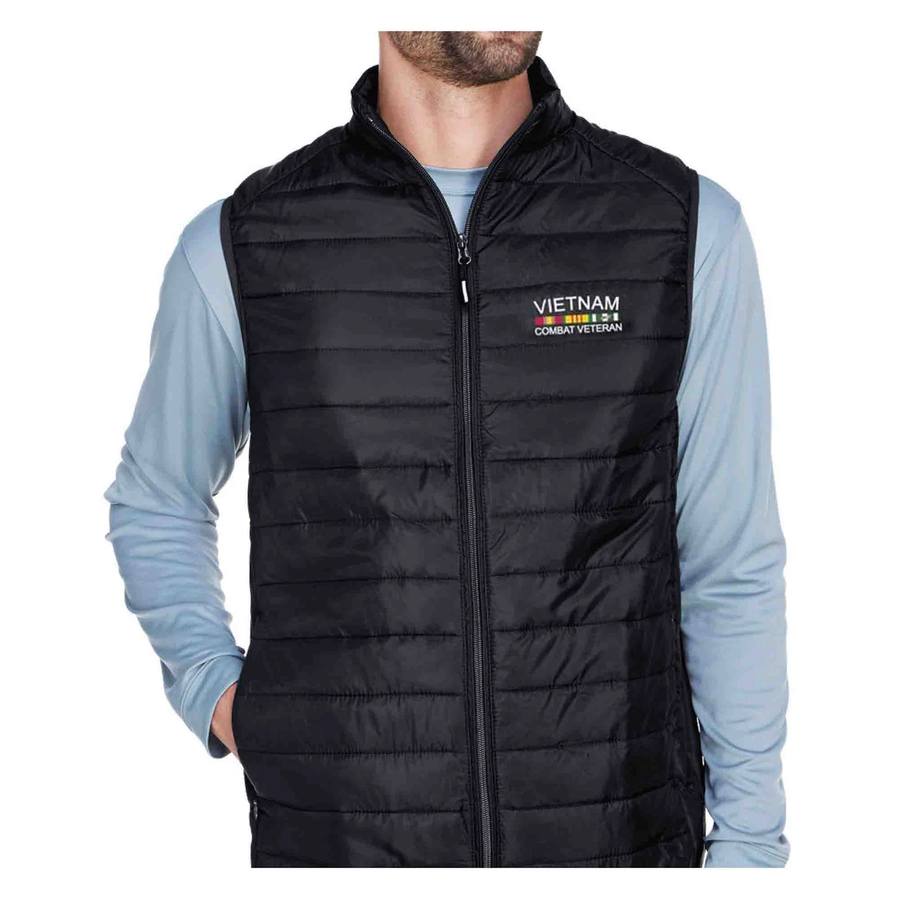 Vietnam Combat Veteran Embroidered Puffer Vest