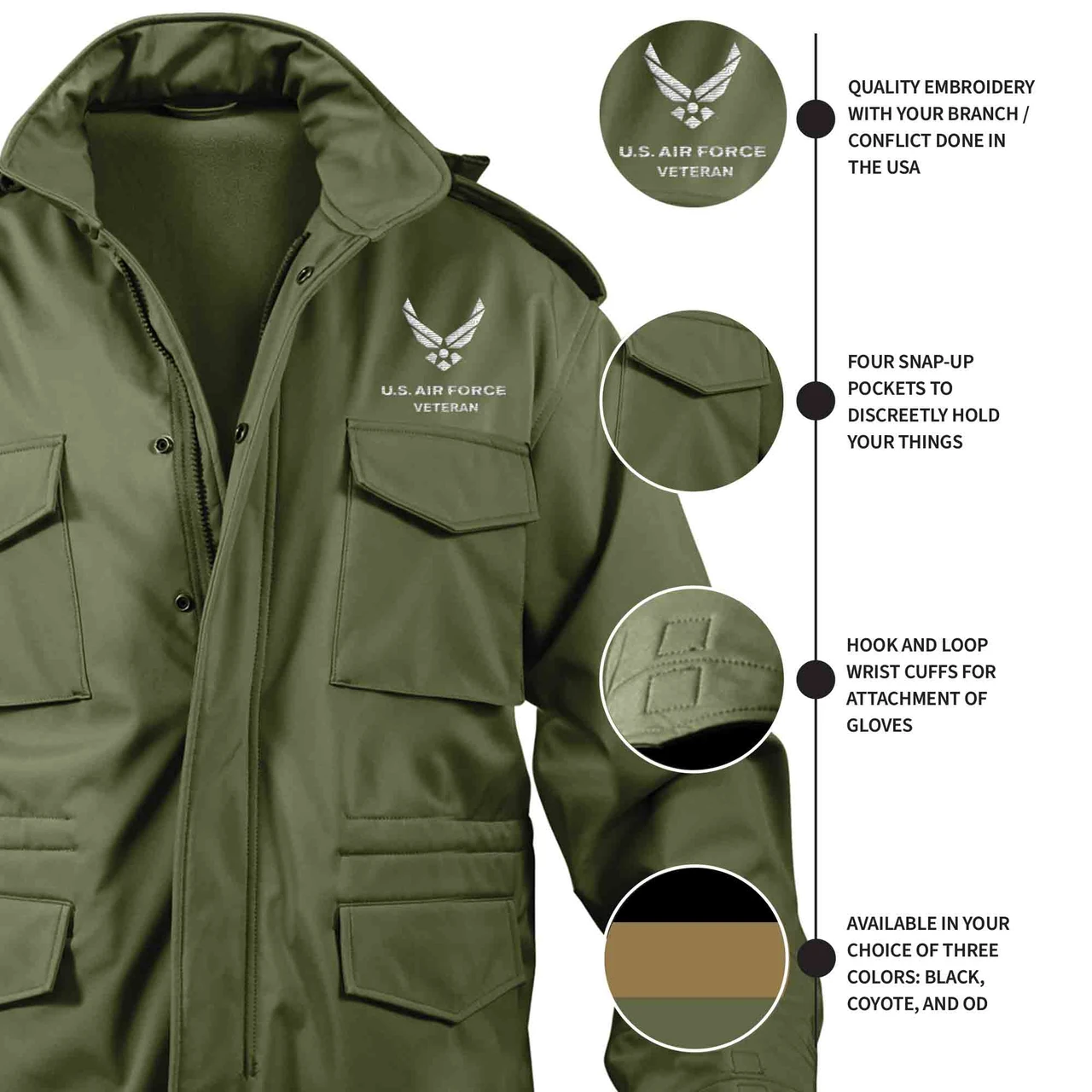 Custom Embroidered U.S. Air Force Veteran with Hap Arnold Logo 