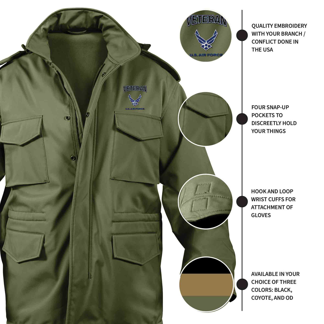 Custom Embroidered U.S. Air Force Block Veteran Text with Hap
