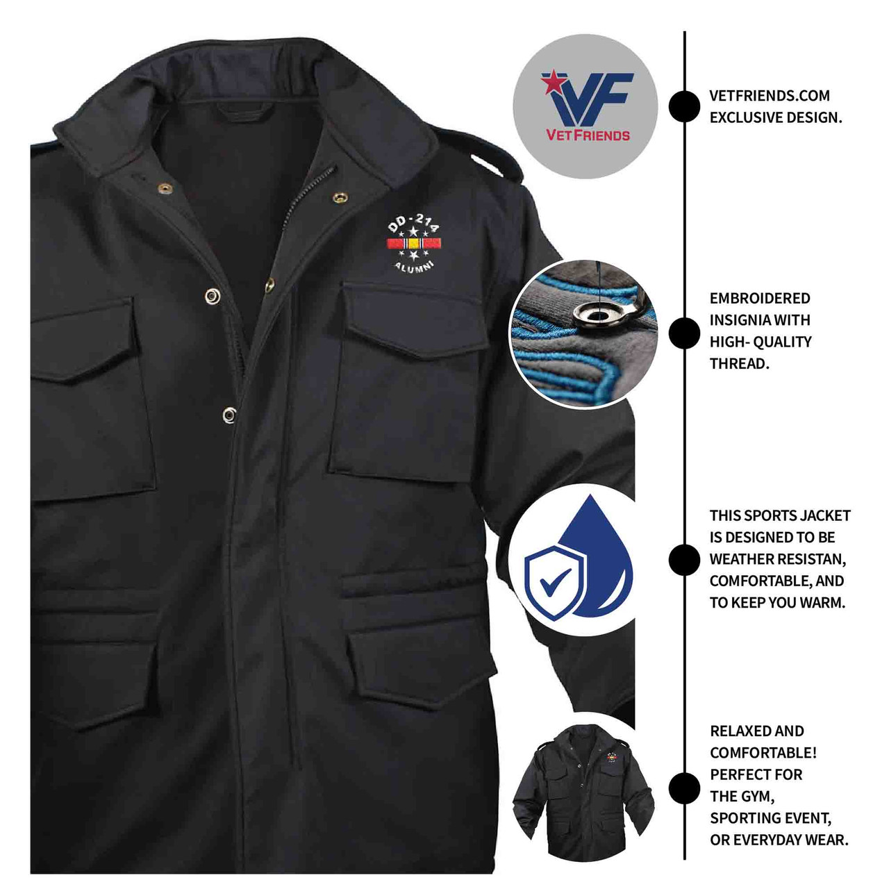 DD-214 Alumni Logo Embroidered Soft Shell M-65 Tactical Jacket