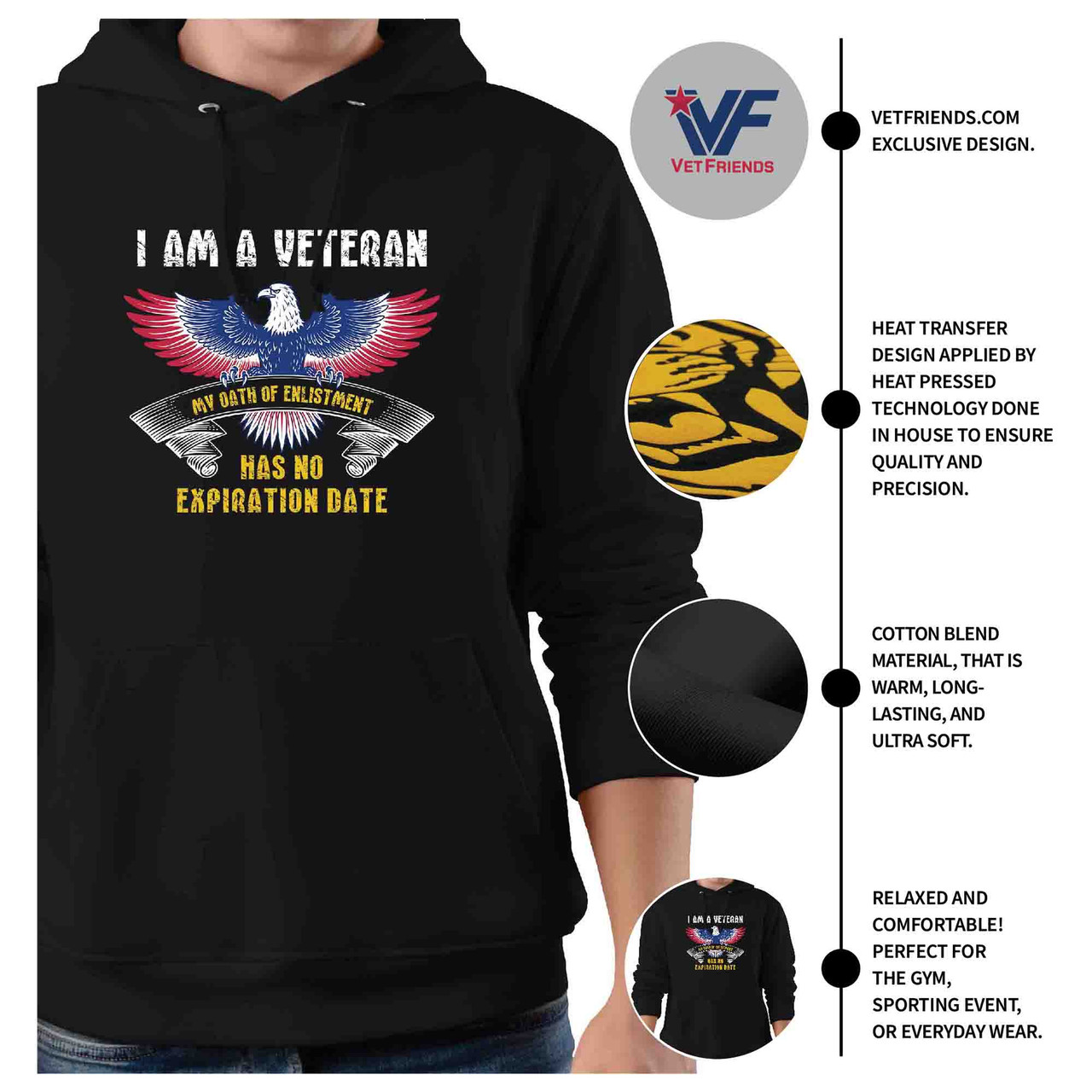 Custom Personalized Veteran All-Over Print Hoodie - Gift Idea For Veteran - We Stand For The Flag main image 1