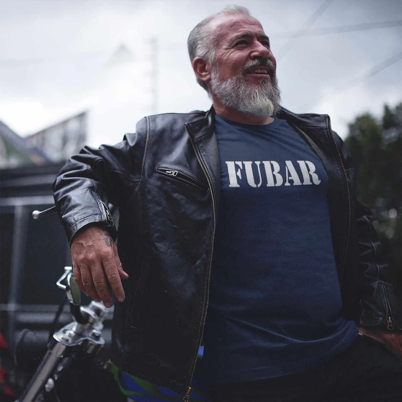 fubar t shirt black - front view motorcycle