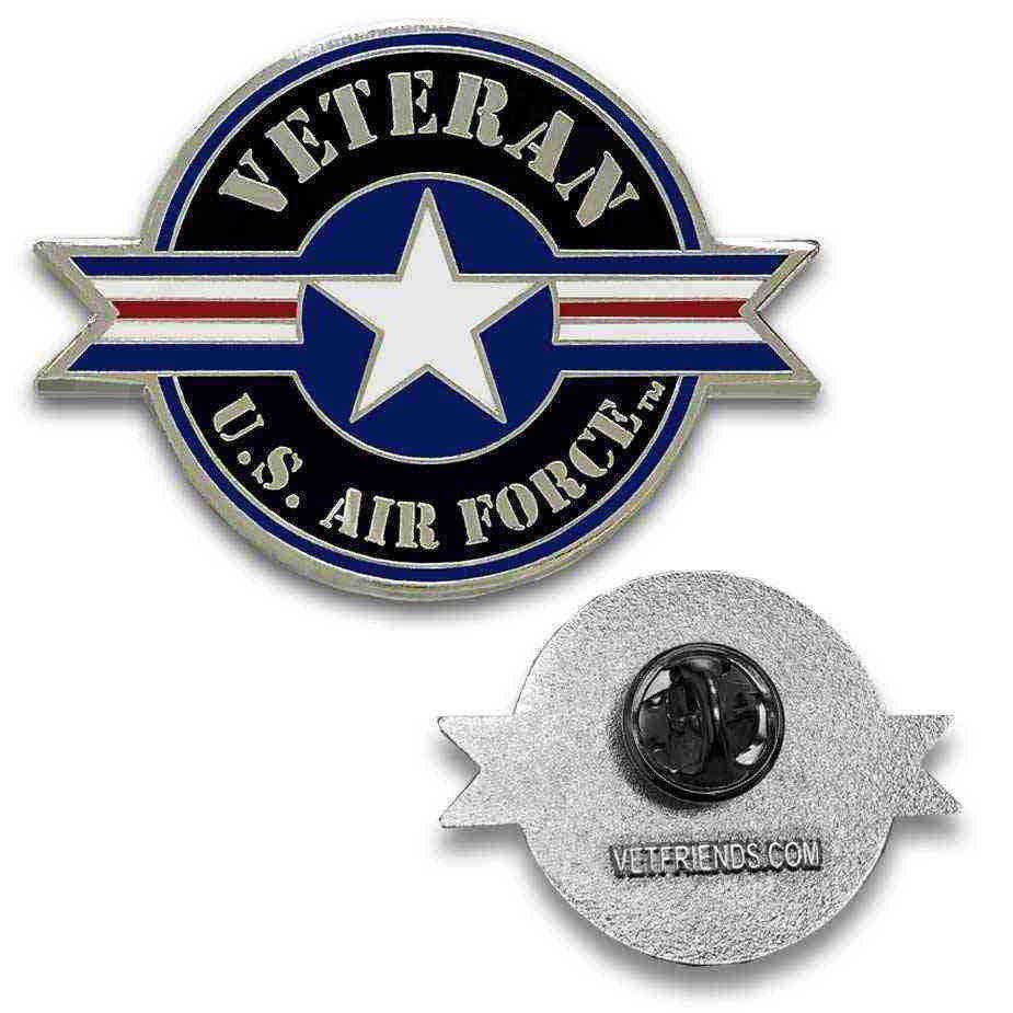 Officially Licensed USAF Veteran Custom Lapel Pin with Roundel Graphic
