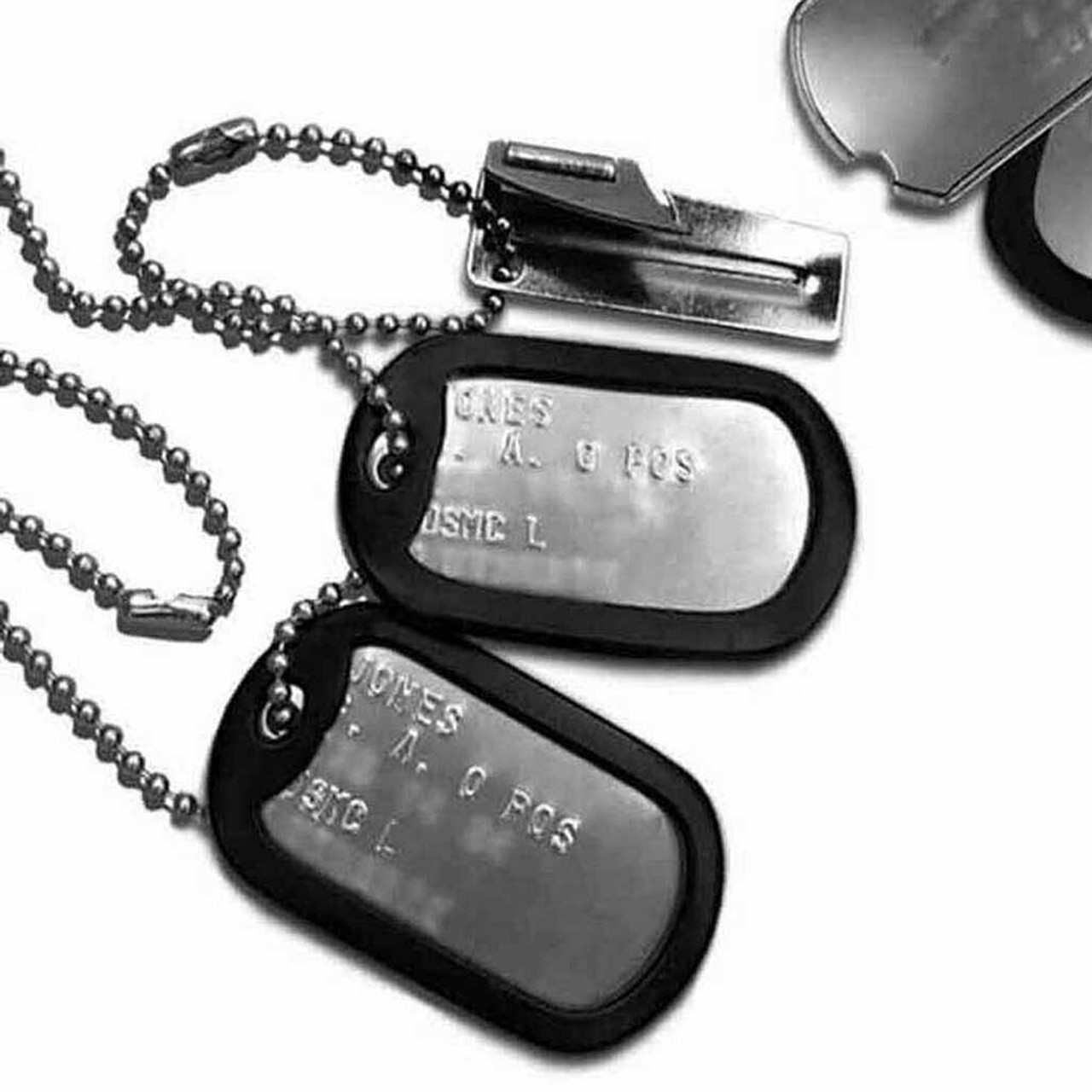 Personalized Military Dog Tag Set (Set Includes 2 Tags, 2 Chains, 2 Silencers & A Bonus P-38) - VetFriends