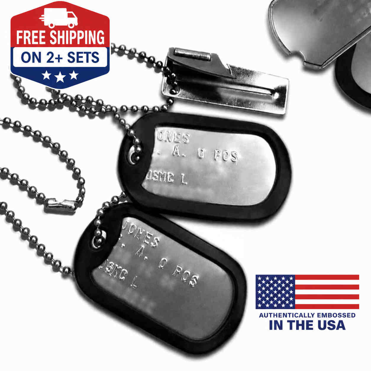 custom military dog tag with silencers, chains and p-38 can opener
