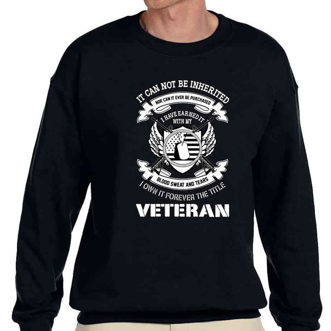 veteran i earned title black crewneck sweatshirt