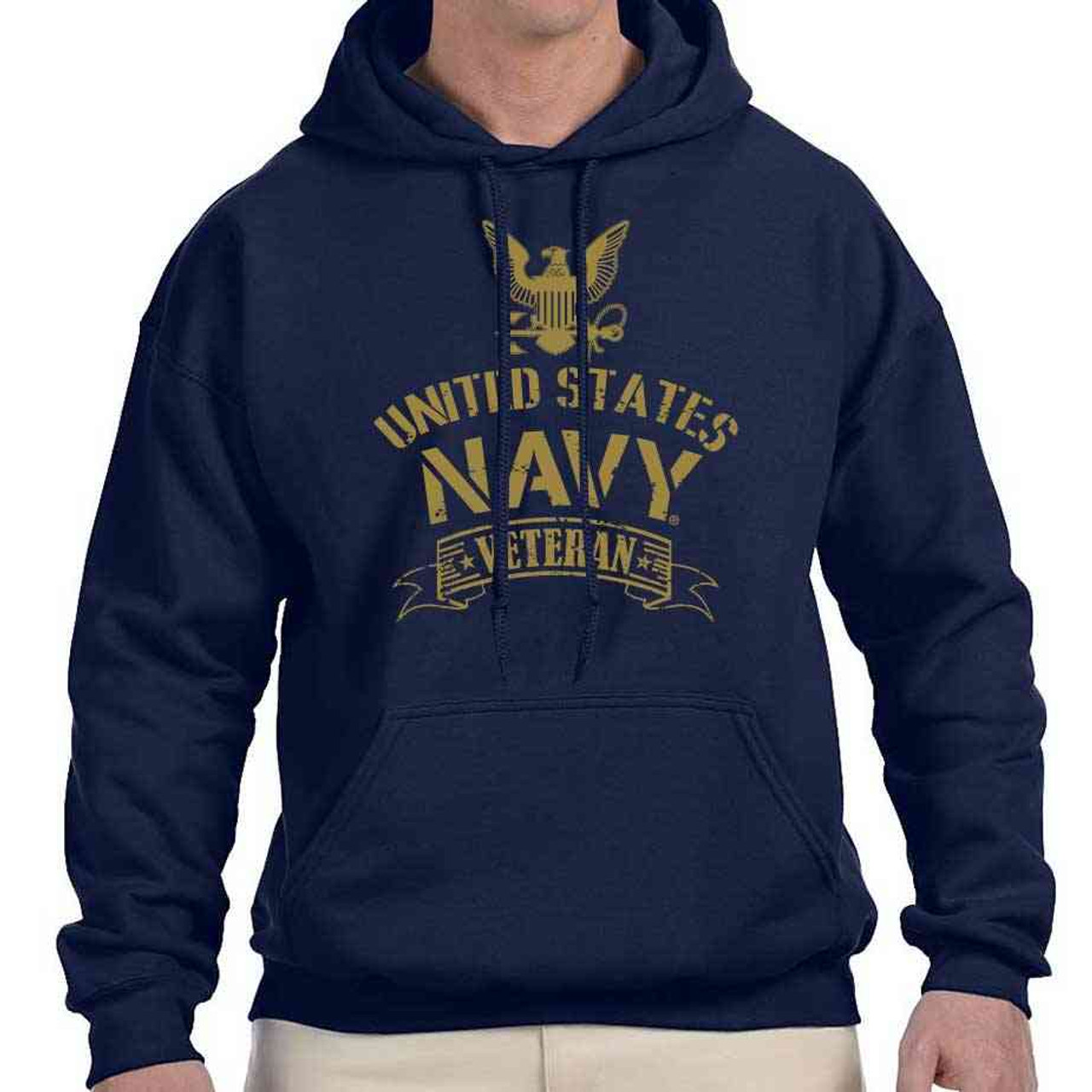 Officially Licensed US Navy Veteran Hooded Sweatshirt with Eagle Graphic