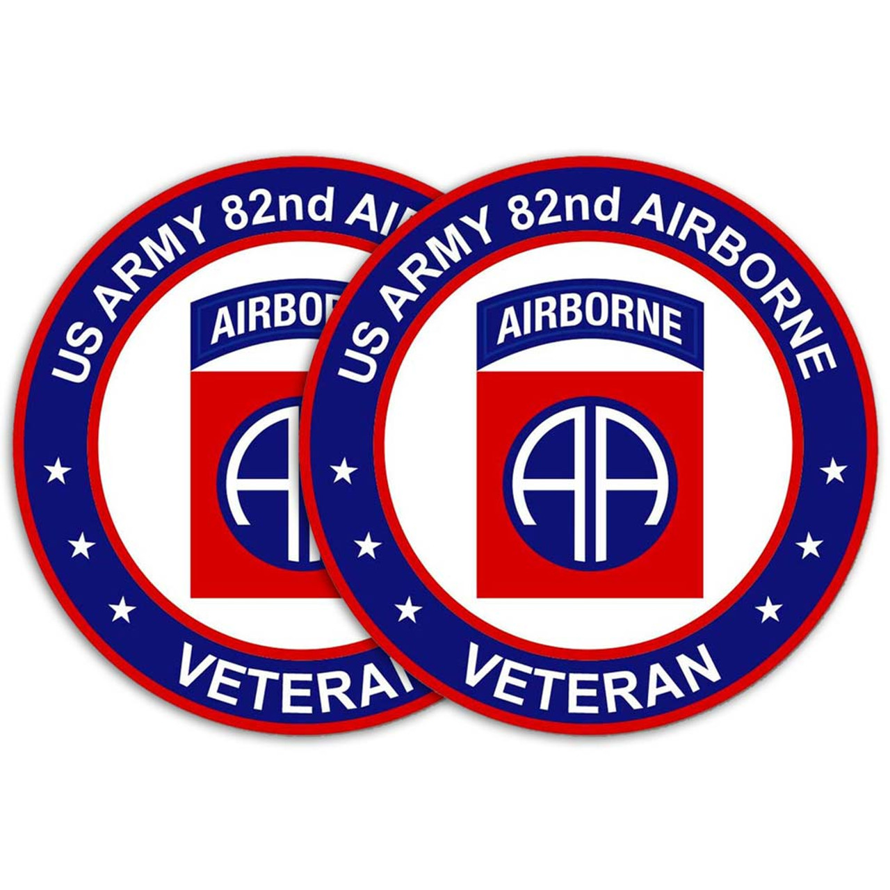 Army Veteran Circle Decal Sticker with 82nd Airborne Graphic Quantity of (2): illustration of decals