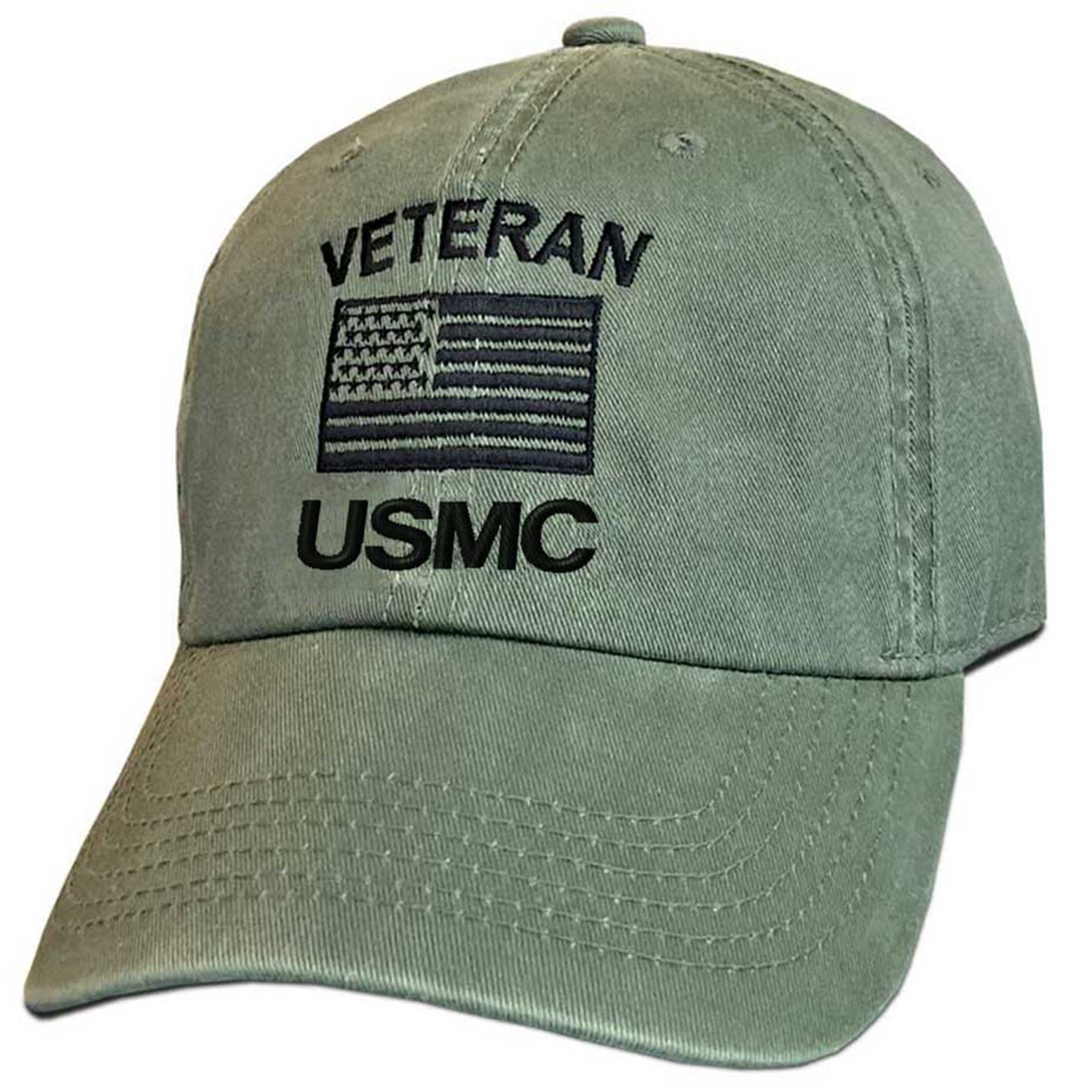 USMC Veteran Hat with Embroidered Flag