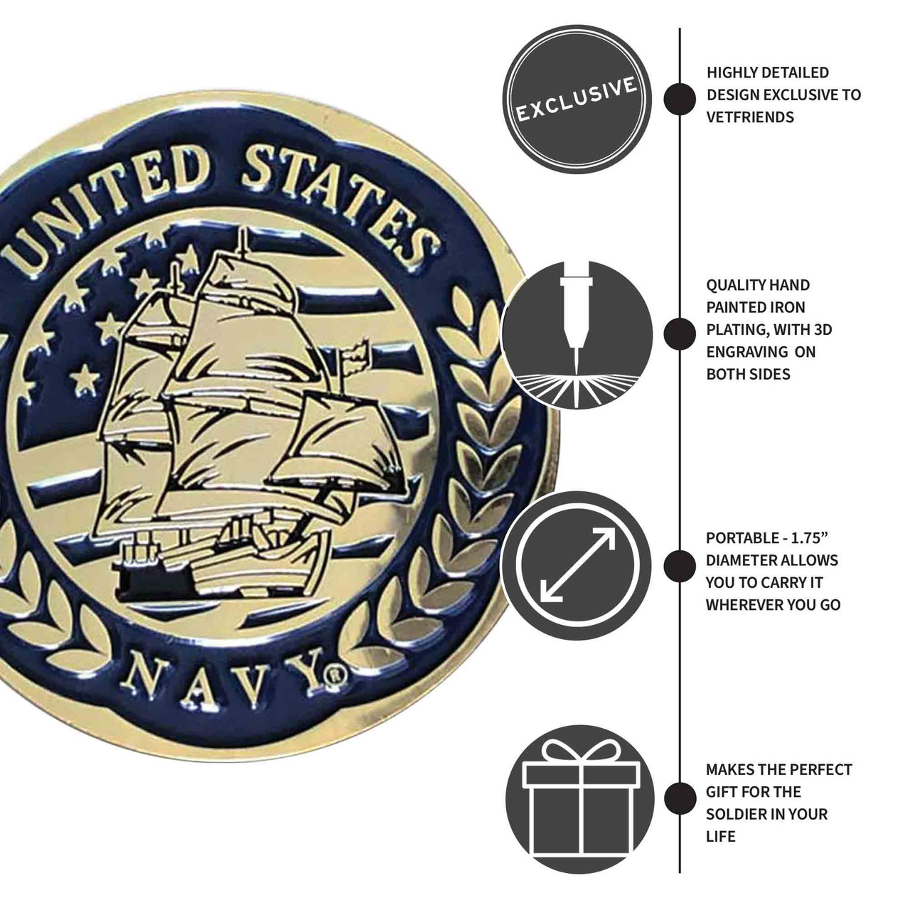 US Navy Challenge Coin with Anchor Graphic
