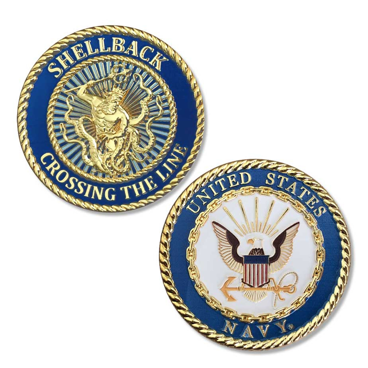 US Navy Challenge Coin with Shellback Graphic